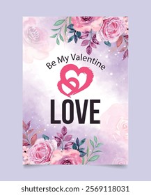 Valentine celebration poster Romantic cute love card template design