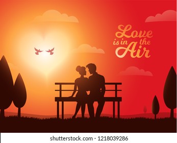 Valentine celebration, young couple in love on nature view background can be used as greeting card design.