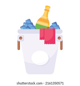 Valentine celebrations, flat icon of open champagne

