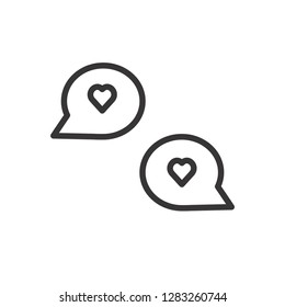 Valentine chat icon ,  line art thin style, Valentines day signs and love symbols. Wedding infographics, 