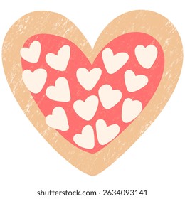 Valentine or Christmas Crayon Cookie – Heart with Pink Cream Vector Art
