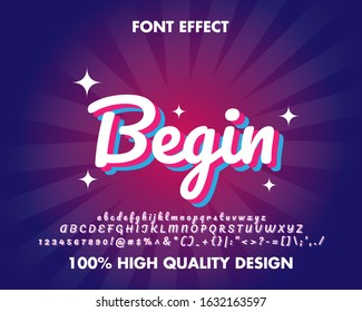 Valentine Classic Text Effect White, Red And Blue. Premium Vector