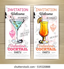 Valentine cocktail party poster. Invitation design