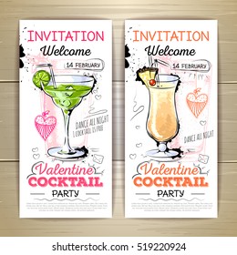 Valentine Cocktail Party Poster. Invitation Design