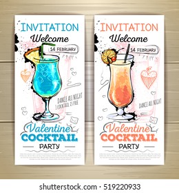 Valentine cocktail party poster. Invitation design