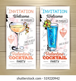 Valentine cocktail party poster. Invitation design