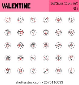 Valentine Collection Icon Set Dual Tone Style