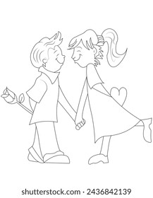 Valentine coloring book page for kids