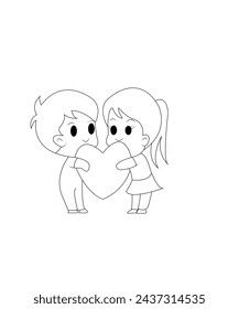 valentine coloring book page for kids