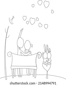 valentine coloring page vector art
