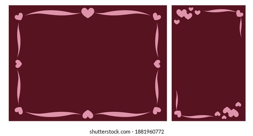 Valentine concept. Heart decorative frames for design, Cards, letters and invitations. Heart Frame illustration. Vector illustration.