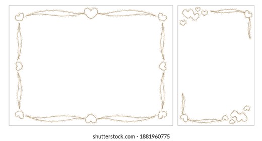 Concepto de San Valentín. Marcos decorativos cardíacos para el diseño, tarjetas, cartas e invitaciones. Ilustración del marco cardíaco. Ilustración vectorial.
