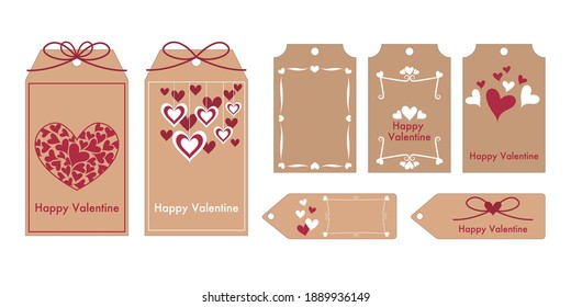 Valentine concept tag design. Decorative heart label illustration. Vector illustration.