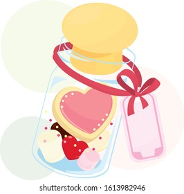 Valentine Cookie and Marshmallow in Bottle
