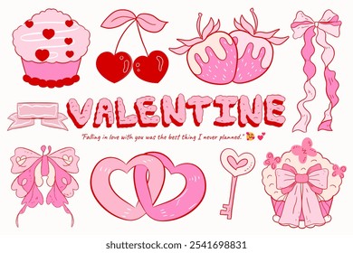 Clipart de coqueta de San Valentín, lindo, y2k, estética de coqueta, Clipart de arcos, artesanías Arcos, cinta rosa, Cinta de coqueta rosa Clipart Arco de regalo Clipart Decoración de moda vintage regalo de San Valentín