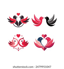 Valentine Couple Bird Logo Icon Illustration - Perfect for T-shirt Design, Hoodie Design, Pillow Cover Design, and More