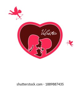 Valentine couple with heart concept design vector template