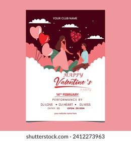 Valentine Couple in love Scenery Flyer, Vector, tamplet