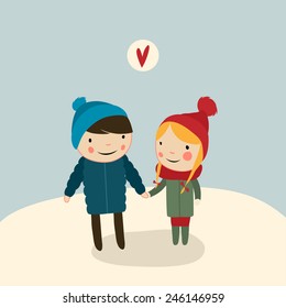 valentine couple on date walking flat
