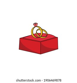 Icono de línea de relleno de anillo de la pareja de San Valentín