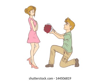 Valentine couple and rose