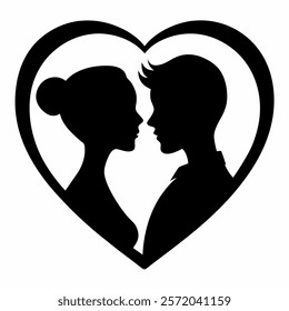 Valentine Couples in Heart Icon Romantic Heart Shape Design Perfect for Love and Valentine's Day Themes