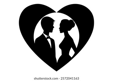 Valentine Couples in Heart Icon Romantic Heart Shape Design Perfect for Love and Valentine's Day Themes