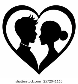 Valentine Couples in Heart Icon Romantic Heart Shape Design Perfect for Love and Valentine's Day Themes