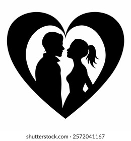 Valentine Couples in Heart Icon Romantic Heart Shape Design Perfect for Love and Valentine's Day Themes