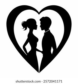 Valentine Couples in Heart Icon Romantic Heart Shape Design Perfect for Love and Valentine's Day Themes