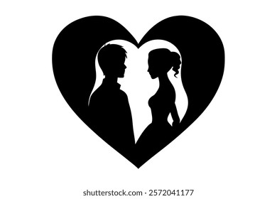 Valentine Couples in Heart Icon Romantic Heart Shape Design Perfect for Love and Valentine's Day Themes