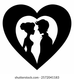 Valentine Couples in Heart Icon Romantic Heart Shape Design Perfect for Love and Valentine's Day Themes