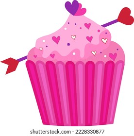 Valentine cupcake icon with hearts .
It can be used on T-Shirt, labels, icons, Sweater, Jumper, Hoodie, Mug,