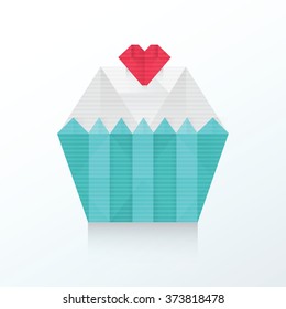 Valentine cupcake icon origami