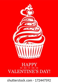 Valentine cupcake. Vector Illustration 