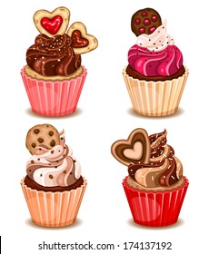 Valentine cupcakes with cookies