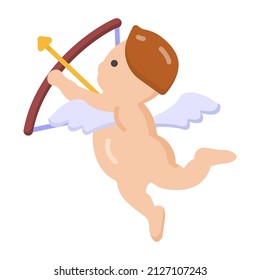 A valentine cupid, flat icon 

