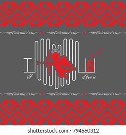Valentine cupid with hearts  