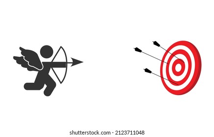 valentine cupid icon with arrow and wings