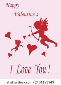 Valentine - Cupid and Love Hearts