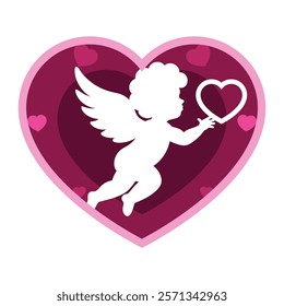 Valentine cupid vector illustration, heart Valentine 