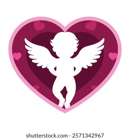 Valentine cupid vector illustration, heart Valentine 