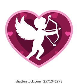 Valentine cupid vector illustration, heart Valentine 