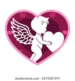 Valentine cupid vector illustration, heart Valentine 