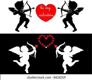 valentine cupids with bows spreading love 1/4