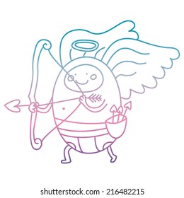 Valentine Cute Cupid. Gradient Colors Fill. Purple to Blue. Eps 8. Good for Valentine cards, Invitations, Party Invitations, etc. 
