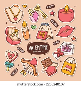 Valentine Cute Doodle Vector Sticker Collection