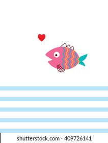 valentine cute fish card