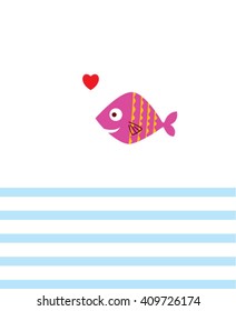 valentine cute fish card