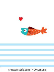valentine cute fish card